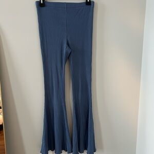 Aerie Blue Ribbed Flare Pants